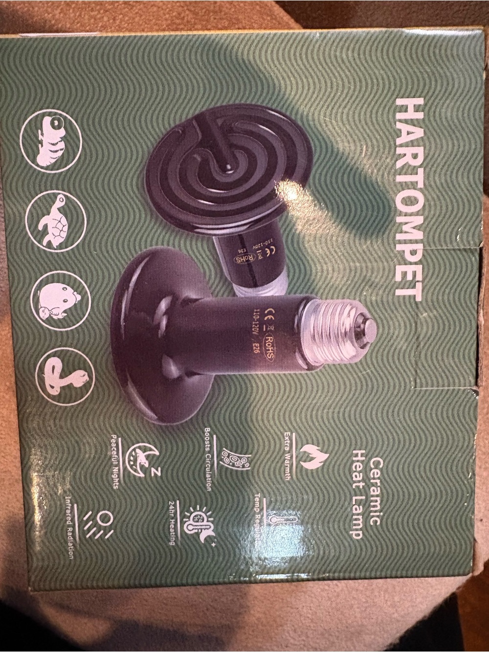 Hartompet Black Ceramic Reptile Heat Lamp